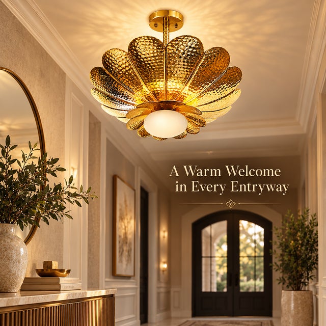 Handmade Brass Flower Chandelier, Hammered Lotus Ceiling Light, Antique Brass Floral Pendant, Art Deco Luxury Ceiling Fixture 28 Inches For Sale - Image 11 of 14