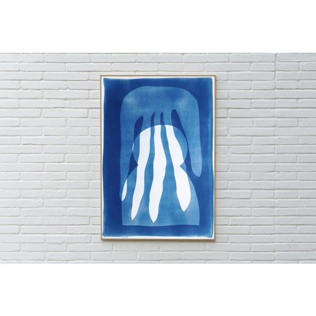 “Rainy Day” is , one-of-a-kind cyanotype monotype that merges fluid organic forms with the clarity and depth of indigo...