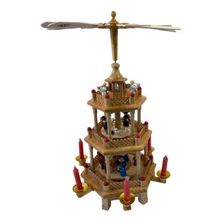 Vintage German Style Christmas Pyramid Nativity Windmill For Sale