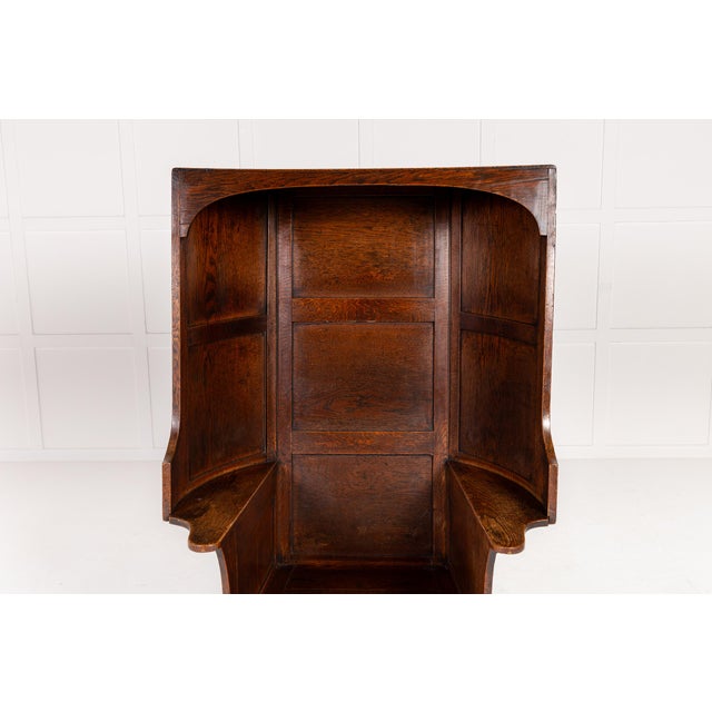 Large Late 18th Century English Oak Hooded Chair For Sale - Image 10 of 14