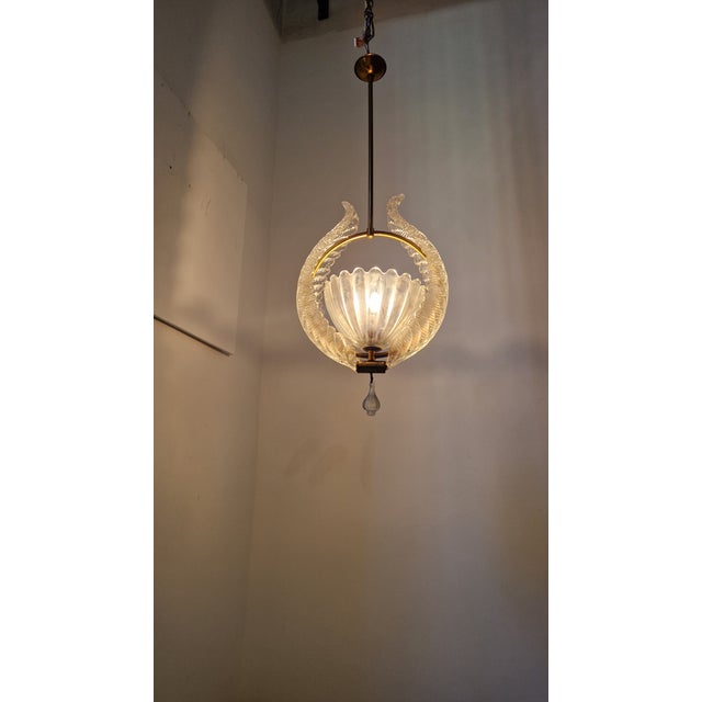 Metal Chandelier in Brass and Clear Glass by Ercole Barovier for Barovier & Toso, 1960s For Sale - Image 7 of 18