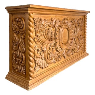 Vintage Ornate Wood Carved Dry Bar For Sale