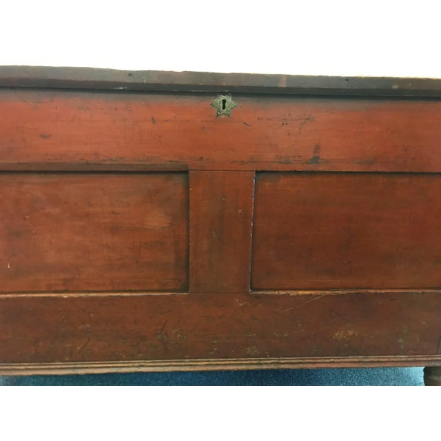 Great antique wooden trunk from the early 20th century. Some call this a candle box or blanket trunk. It has its original...