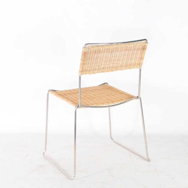 Wood Wicker and Chrome Chairs, 1980s, Set of 4 For Sale - Image 7 of 14