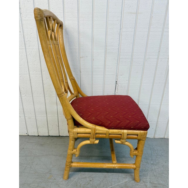 Red Vintage Faux Bamboo Rattan Dining Chairs - Set of 8 For Sale - Image 8 of 9