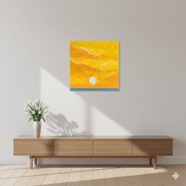 Modern Sun God 2 Expressionism Acrylic Painting by Shabs Beigh For Sale - Image 3 of 3