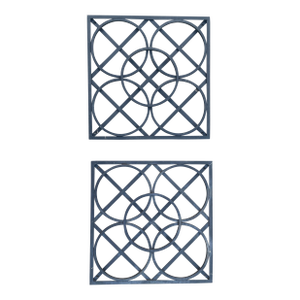 A Pair of Geometric Circles in Squares Forged Iron Wall Art