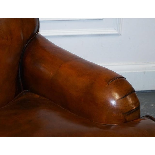 Large Howard Style Hand Dyed Leather Armchairs with Feather Filled Cushions, Set of 2 For Sale - Image 4 of 18