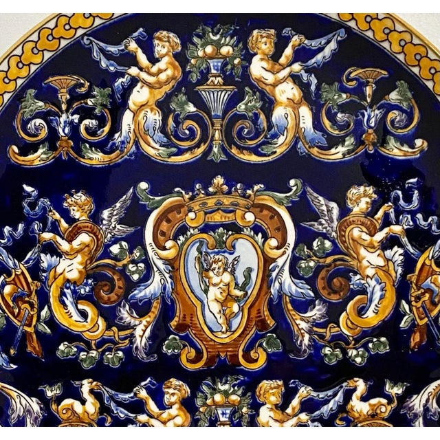 Renaissance 1960s Gien France Faience “Renaissance” Pattern Decorative Plate For Sale - Image 3 of 11