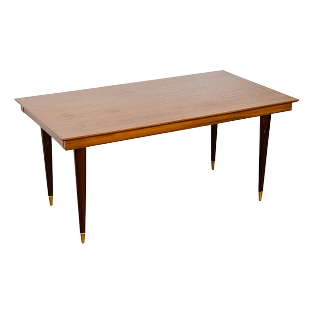 Art Deco Style Dining Table in Varnished Chevron-Patterned Wood, 1950 For Sale