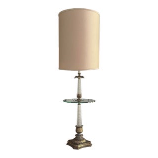 Vintage Statuesque Hollywood Regency Crystal Tray-Table Floor Lamp For Sale