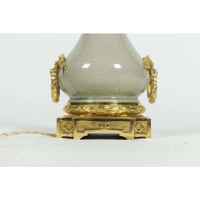 Bronze and Celadon Porcelain Lamp, 1880s For Sale - Image 4 of 8