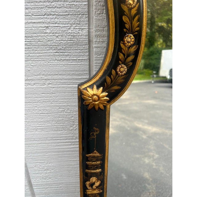 Elegant Chinoiserie Black and Gold Mirror For Sale - Image 13 of 18