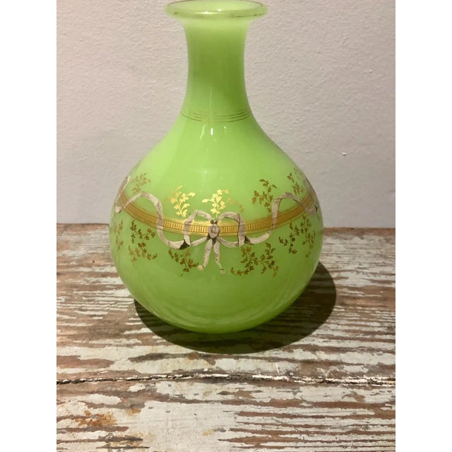 1860 Antique Green Opaline Glass Vase For Sale In San Francisco - Image 6 of 7