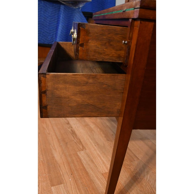 1910s Antique English Sheraton Mahogany Inlaid Writing Secretary Tambour Desk. For Sale - Image 11 of 18