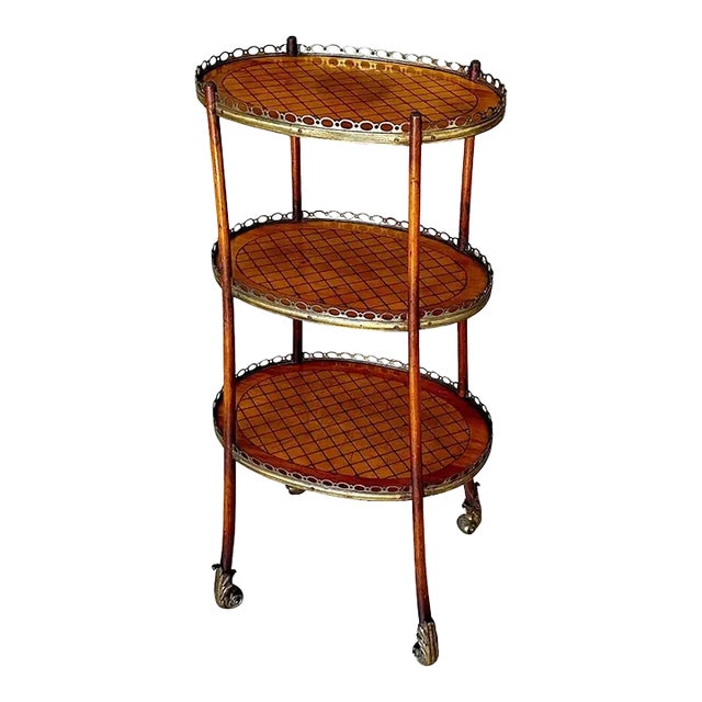 French Antique Three-Tier Parquetry Etagere For Sale