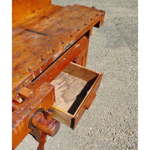Antique C. Christiansen Workbench Kitchen Island Industrial Work Table For Sale - Image 9 of 13