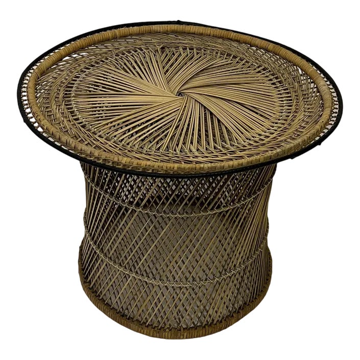 MidCentury Wicker Drum Table in Bamboo by Franco Albini, 1950s Chairish