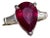 5 Carat Pear Treated Ruby & 0.25 ct Diamond Ring 14 Karat White Gold Size 4.5 For Sale