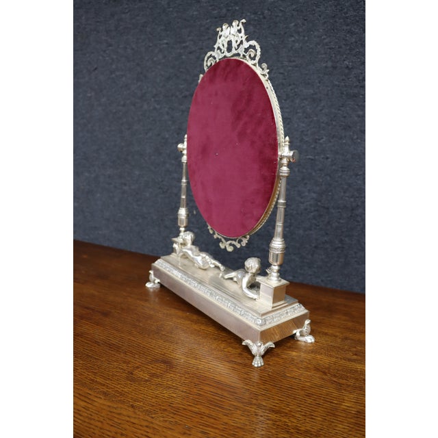 Tiffany & Co. Attributed Silverplate Cherub Vanity Mirror For Sale - Image 12 of 16