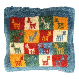 Fine Hand Knotted Persian Gabbeh Pillow For Sale