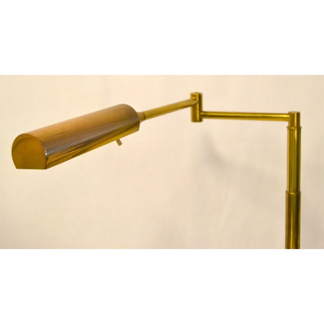 1970s Koch & Lowy Mid-Century Modern Adjustable Swing Brass Pharmacy Floor Lamp For Sale - Image 11 of 18