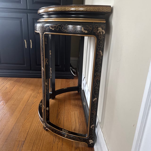 Chinoiserie 1980s Chinoiserie Connoisseur Demi-Lune Console Table by Drexel Heritage For Sale - Image 3 of 8