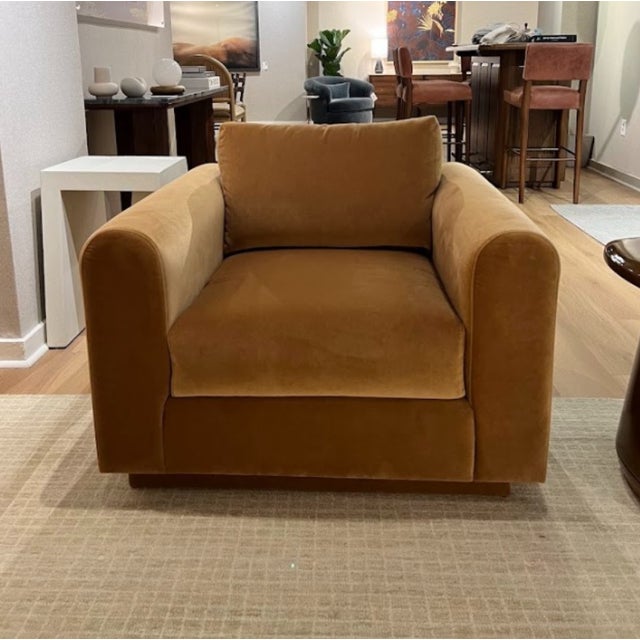 Contemporary Performance Velvet Lounge Chair For Sale - Image 3 of 4