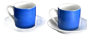 Vintage Otagiri Espresso Cups and Saucers in Contemporary Frost Blue, 4 Pieces