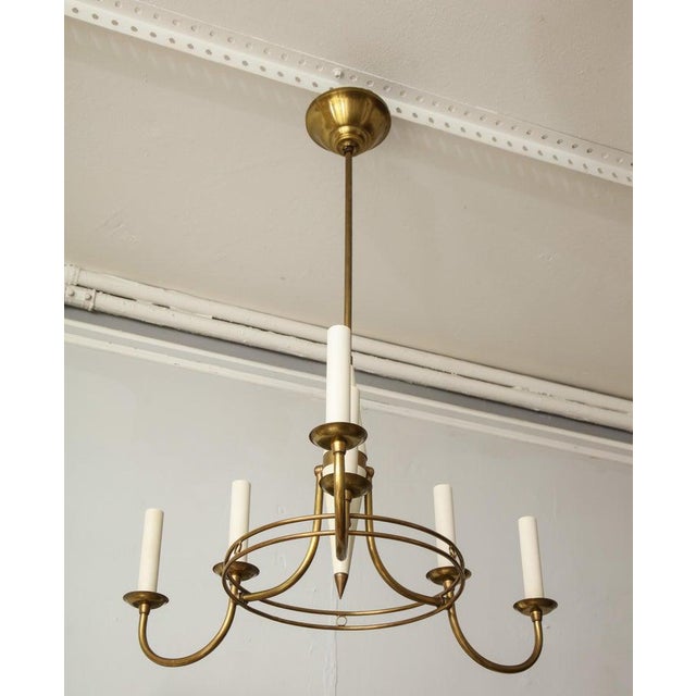 Mid-Century Italian Brass and Tole Six-Arm Fixture For Sale In New York - Image 6 of 12