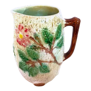 Antique English Majolica Apple Blossom Pitcher