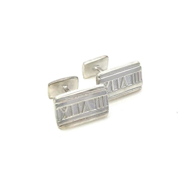 Contemporary 1990s Tiffany & Co Estate "Atlas" Cufflinks Sterling Silver, 2 Pieces For Sale - Image 3 of 9