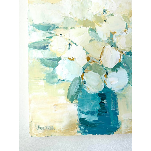 Textile "Patricia's Flowers" Original Modern Oil Painting, by Jennifer Hohlfelder For Sale - Image 7 of 8