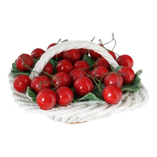 Italian Trompe L'Oeil Basket of Cherries For Sale