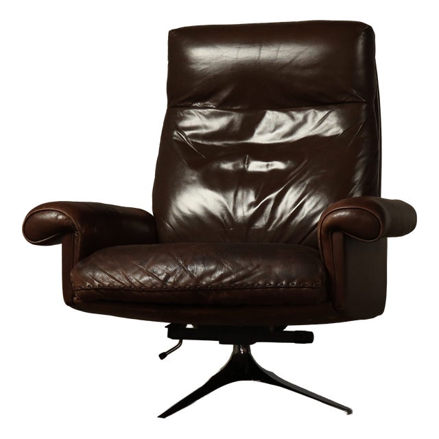 DS-31 Reclining Swivel Lounge Chair in Leather from de Sede, Switzerland, 1970s For Sale