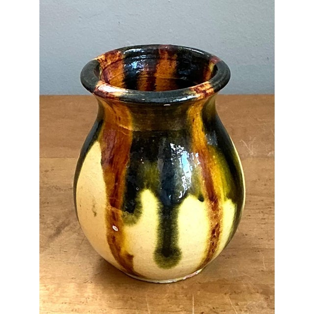 Mid 20th Century Vintage Drip Glaze Ceramic Vase For Sale - Image 5 of 12