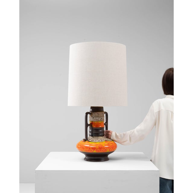 Mid 20th Century 20th Century German Orange Fat Lava Ceramic Table Lamp For Sale - Image 5 of 18
