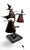 Maitland Smith 3-Light table lamp with finely cast, patinaed bronze depicting birds in a tree on a marble base. Shades are...
