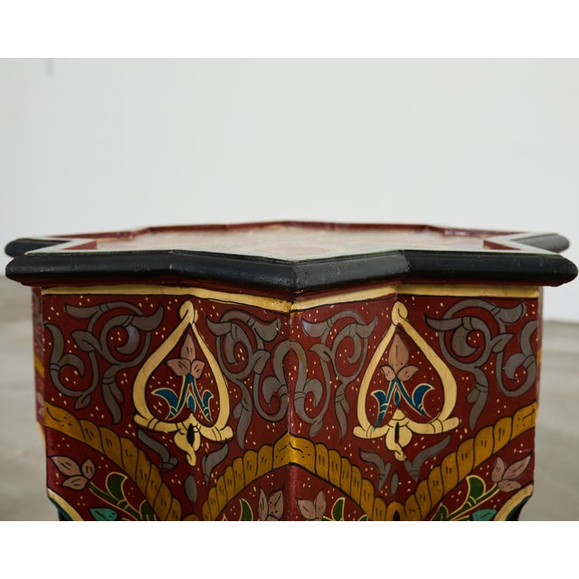 Moorish Middle Eastern Polychrome Star Shaped Drink Table For Sale - Image 9 of 15
