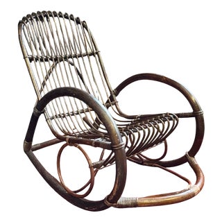 Rattan Rocking Chair by Rohé Noordwolde, 1960s For Sale