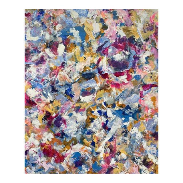 Original Abstract Mixed Media 20x16” Painting Signed Unframed “It’s a Party” Heavyweight Paper For Sale