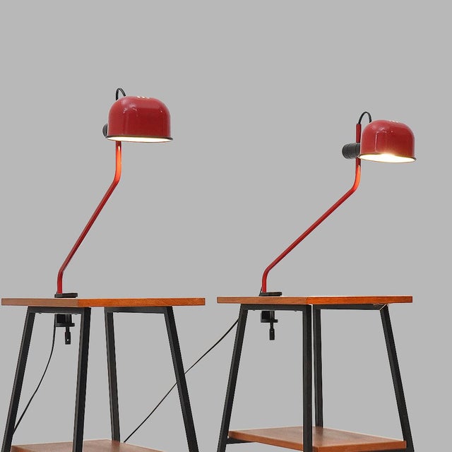 Metal Red Metal Clamp Lamp from F. Fabbian, 1980s For Sale - Image 7 of 14