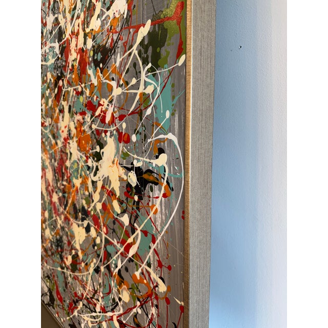 Abstract Organized Chaos Hand Painted Canvas, Framed For Sale - Image 3 of 6