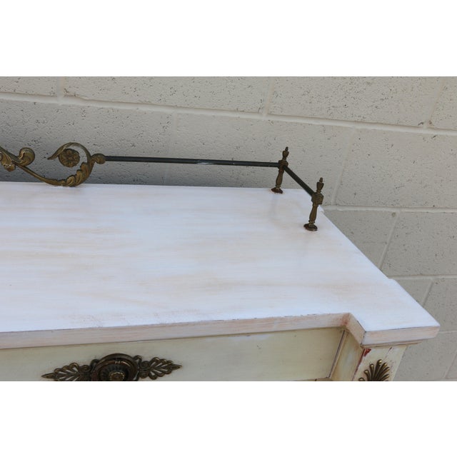 Vintage Karges Neoclassical Painted Sideboard With Brass Gallery Rail | Louis XVI Style, 1950s For Sale - Image 13 of 18