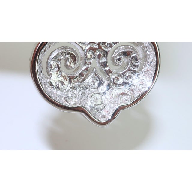Silver Swarovski Crystal Rhinestone & Pearl Door Knocker Earrings For Sale - Image 8 of 9