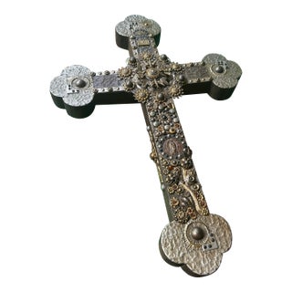 1970s Large Brass and Other Metal Cross For Sale