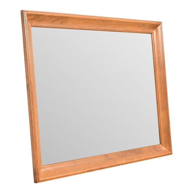 Ethan Allen Early American Carved Solid Maple Framed Mirror For Sale