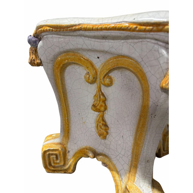 Mid 20th Century Vintage Italian Majolica Pottery Neoclassical Style Garden Seat For Sale - Image 5 of 6
