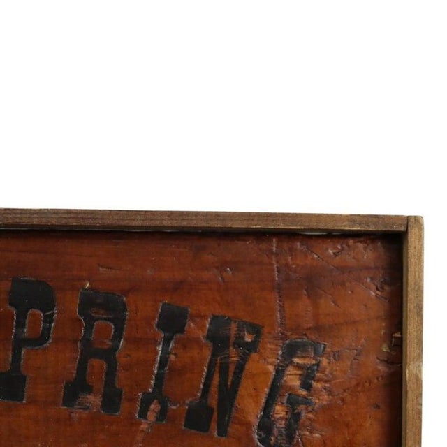 Rustic 1900s Atwood & McManus Country Store Advertising Plaque Highland Spring Beverages For Sale - Image 3 of 10