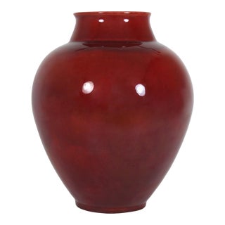 Large 1930s French Paul Milet Sevres Ceramic Vase Ox Blood Red Sang De Bœuf Glaze For Sale